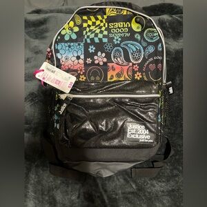 NEW JUSTICE YING YANG PEACE LOVE FLOWER BOHO BACKPACK BACK PACK BOOKBAG TOTE